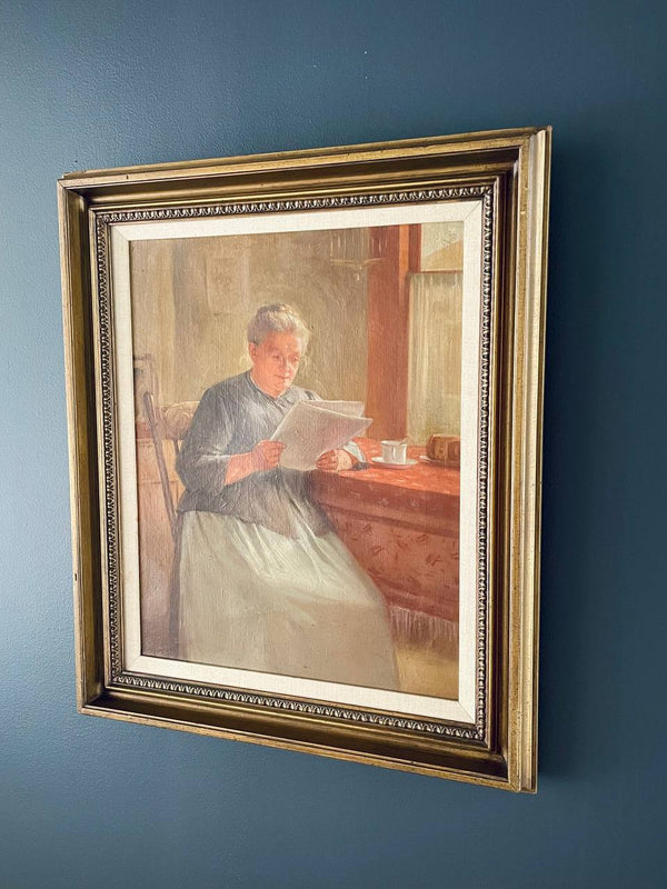 Vintage Grandmother Oil Painting with Giltwood Frame, c.1950’s