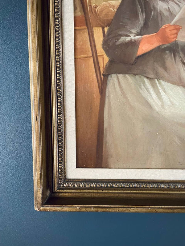 Vintage Grandmother Oil Painting with Giltwood Frame, c.1950’s