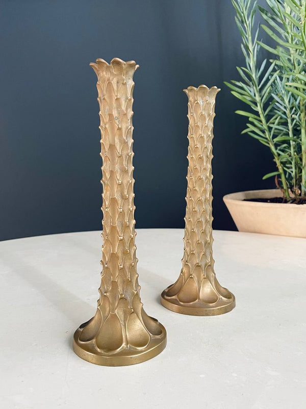 Pair of Mid-Century Modern Brass Palm Tree Candle Holders, c.1960’s