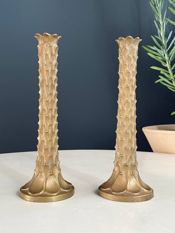 Pair of Mid-Century Modern Brass Palm Tree Candle Holders, c.1960’s