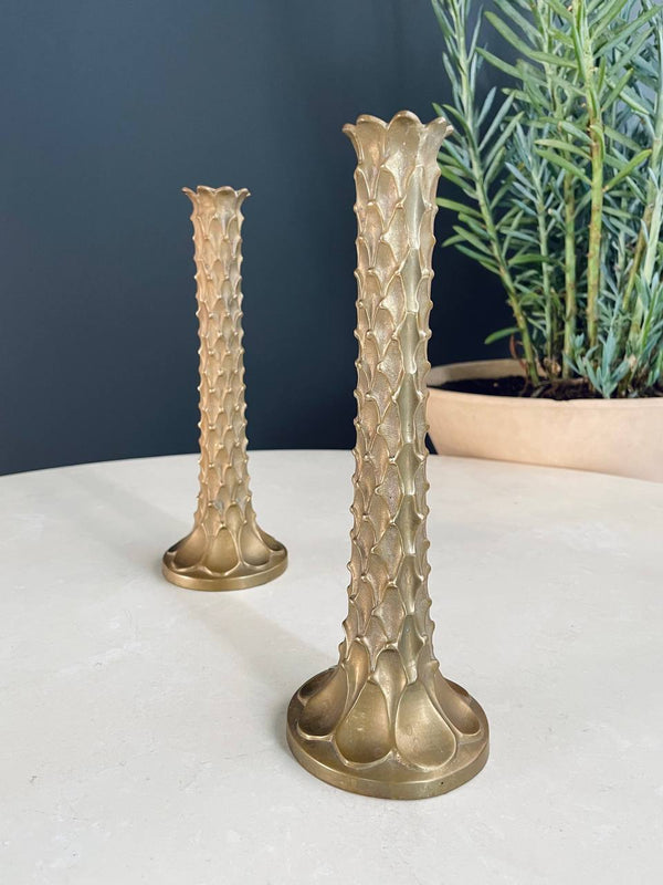 Pair of Mid-Century Modern Brass Palm Tree Candle Holders, c.1960’s