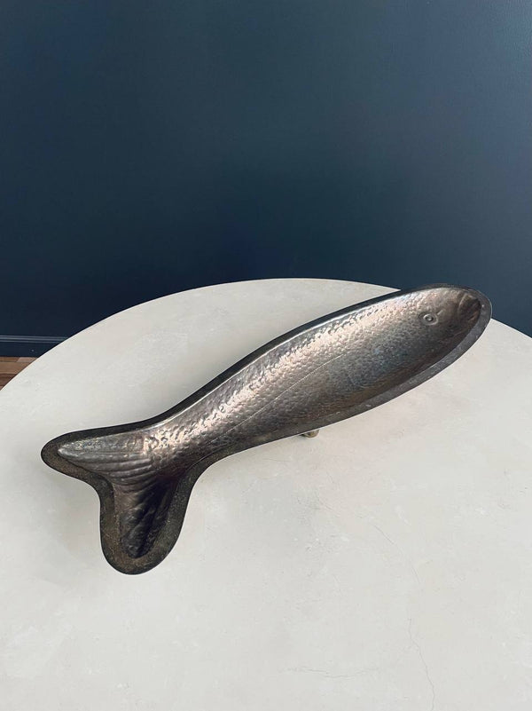 Mid-Century Modern Hand Hammered Silver Fish Serving Plate by Marilena Mariotto, c.1960’s