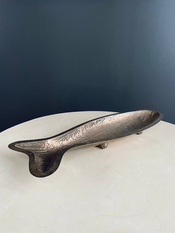 Mid-Century Modern Hand Hammered Silver Fish Serving Plate by Marilena Mariotto, c.1960’s