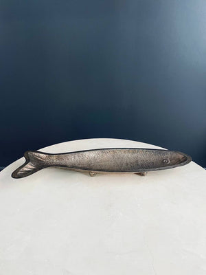Mid-Century Modern Hand Hammered Silver Fish Serving Plate by Marilena Mariotto, c.1960’s