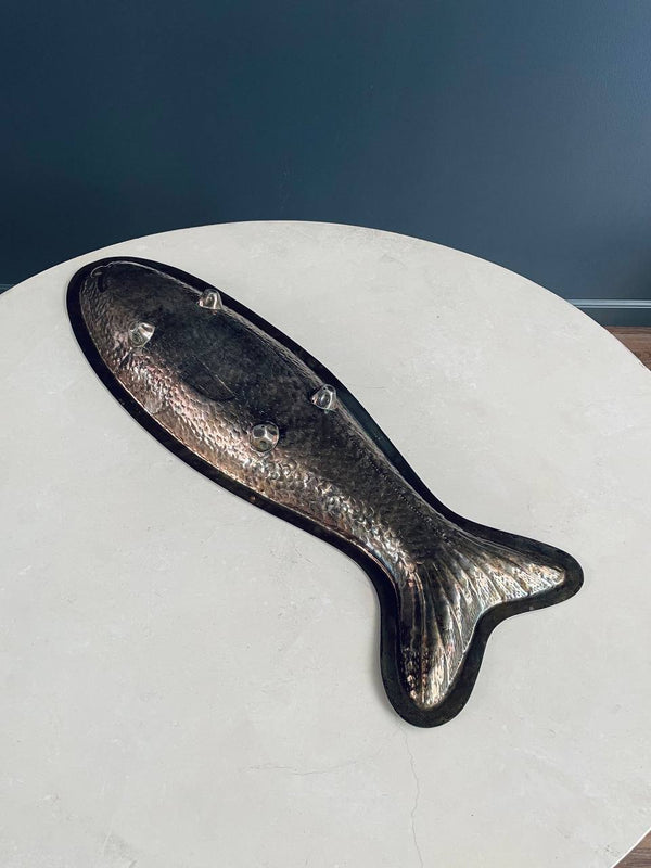 Mid-Century Modern Hand Hammered Silver Fish Serving Plate by Marilena Mariotto, c.1960’s