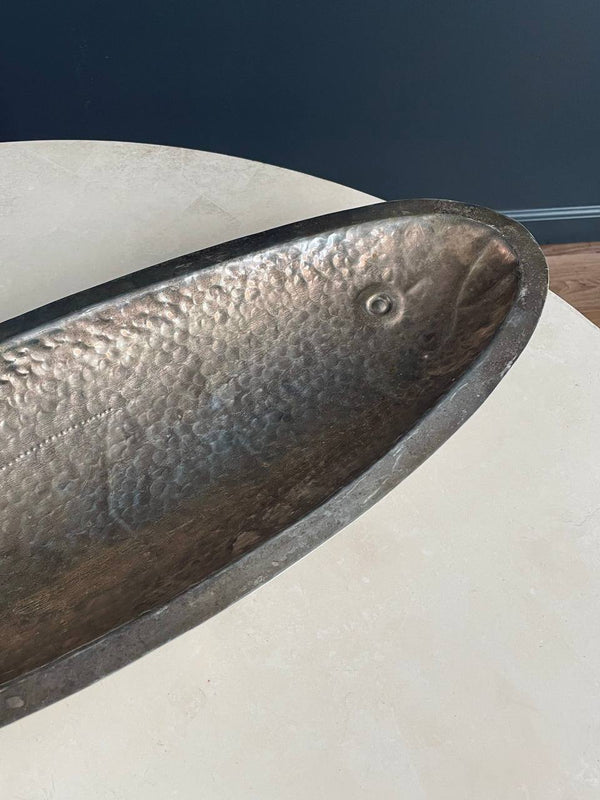 Mid-Century Modern Hand Hammered Silver Fish Serving Plate by Marilena Mariotto, c.1960’s