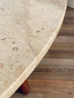 Mid-Century Modern Travertine & Walnut Coffee Table by Henredon Heritage, c.1960’s