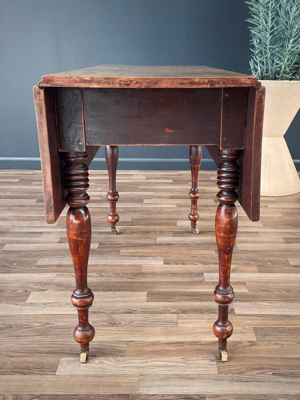 Antique English Farmhouse Country Drop Leaf Dining Table, c.1940’s