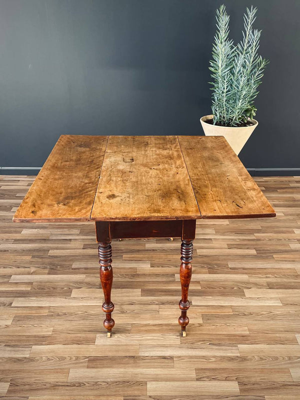 Antique English Farmhouse Country Drop Leaf Dining Table, c.1940’s