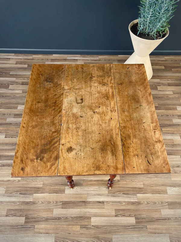 Antique English Farmhouse Country Drop Leaf Dining Table, c.1940’s