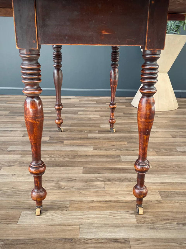 Antique English Farmhouse Country Drop Leaf Dining Table, c.1940’s