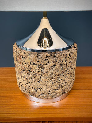 Mid-Century Modern Chrome & Cork Table Lamp, c.1960’s