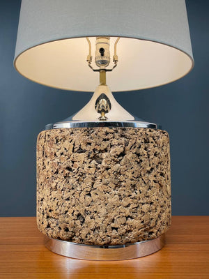 Mid-Century Modern Chrome & Cork Table Lamp, c.1960’s