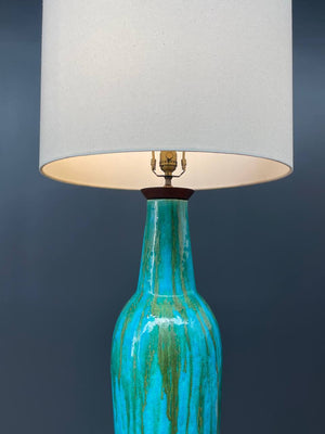 Mid-Century Modern Blue Glazed Ceramic Table Lamp, c.1960’s