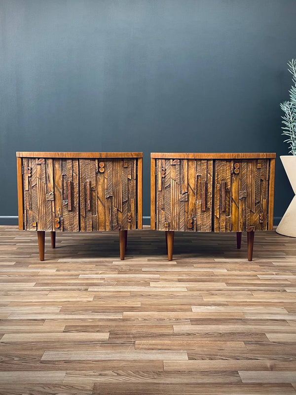 Pair of Mid-Century Modern Brutalist Night Stands by Lane, c.1960’s