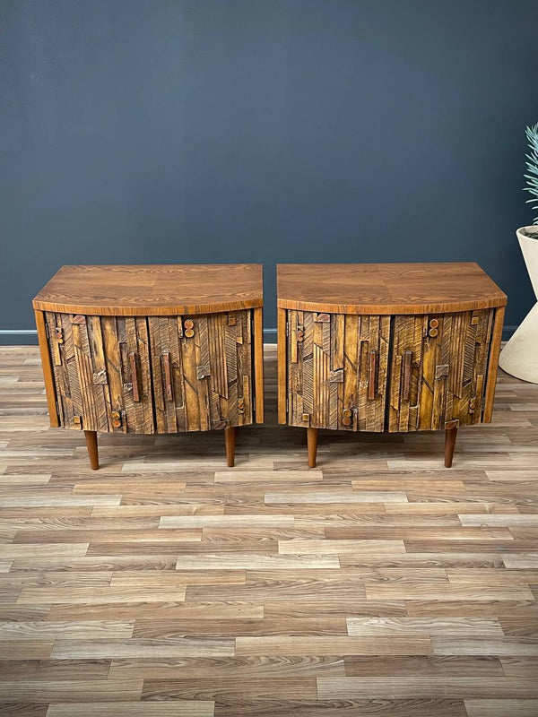 Pair of Mid-Century Modern Brutalist Night Stands by Lane, c.1960’s