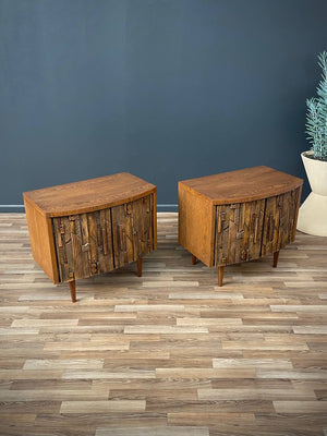 Pair of Mid-Century Modern Brutalist Night Stands by Lane, c.1960’s