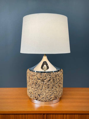 Mid-Century Modern Chrome & Cork Table Lamp, c.1960’s