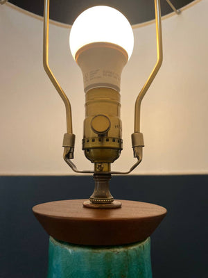 Mid-Century Modern Blue Glazed Ceramic Table Lamp, c.1960’s