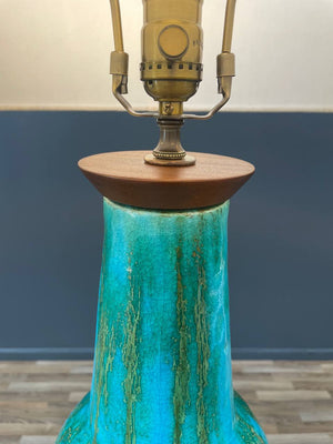 Mid-Century Modern Blue Glazed Ceramic Table Lamp, c.1960’s
