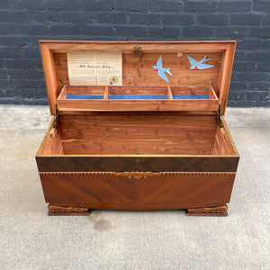 Vintage Walnut & Rosewood Chest Trunk with Carved Details, 1950’s