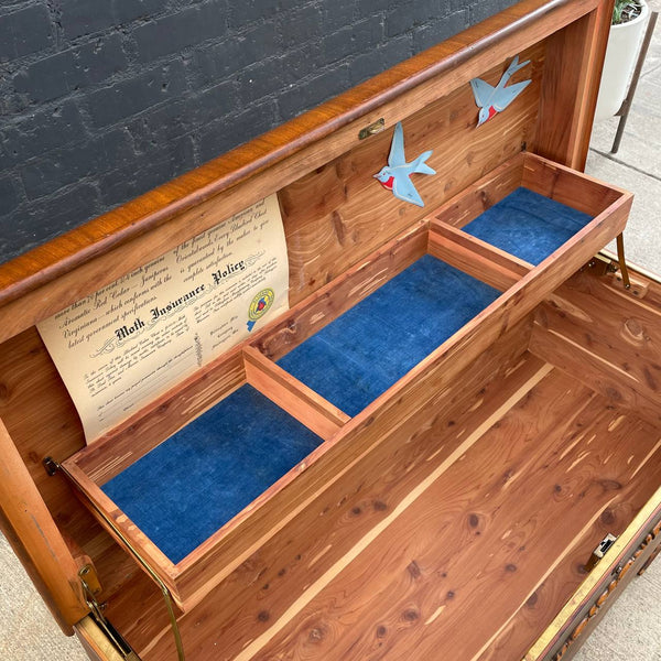Vintage Walnut & Rosewood Chest Trunk with Carved Details, 1950’s