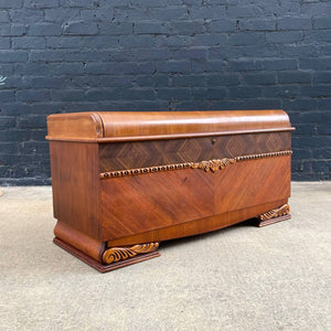Vintage Walnut & Rosewood Chest Trunk with Carved Details, 1950’s