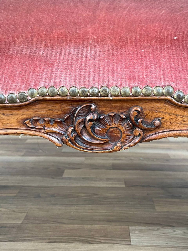 Antique French Louis XV-Style Carved Walnut Chaise Lounge , c.1940’s