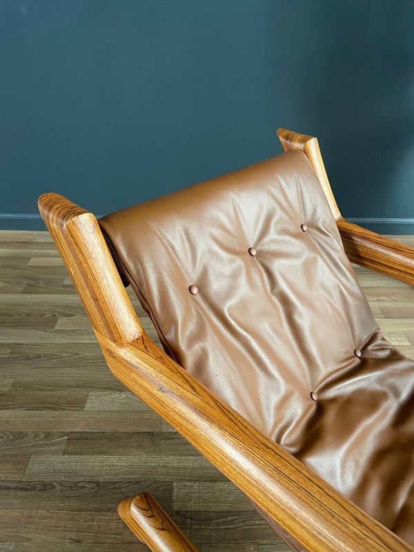 Mid-Century Modern Cantilever Zebra Wood & Leather Lounge Chair c.1970’s