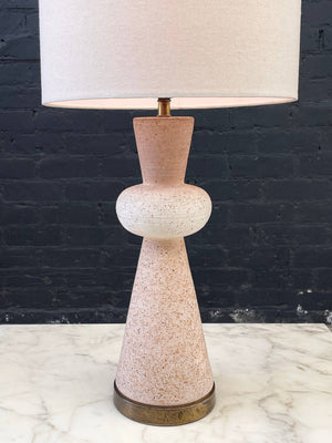 Mid-Century Modern Hourglass Ceramic & Brass Table Lamp, c.1960’s