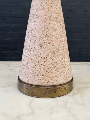 Mid-Century Modern Hourglass Ceramic & Brass Table Lamp, c.1960’s