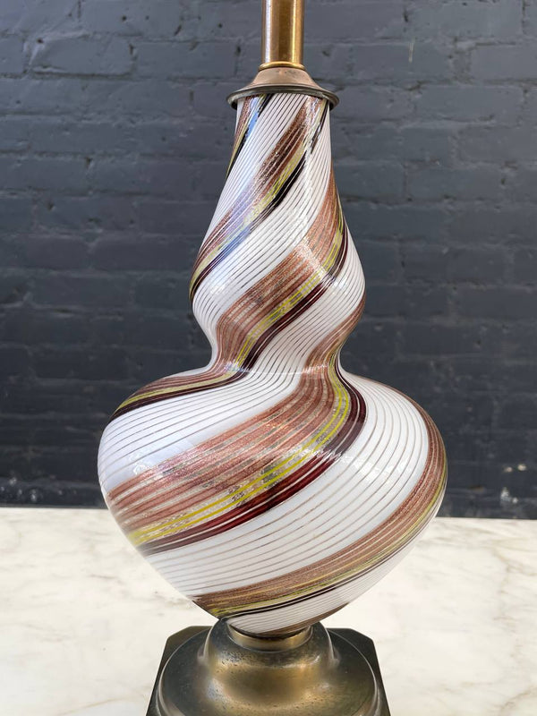 Mid-Century Modern Italian Swirl Murano Glass Table Lamp, c.1960’s