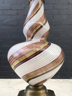 Mid-Century Modern Italian Swirl Murano Glass Table Lamp, c.1960’s