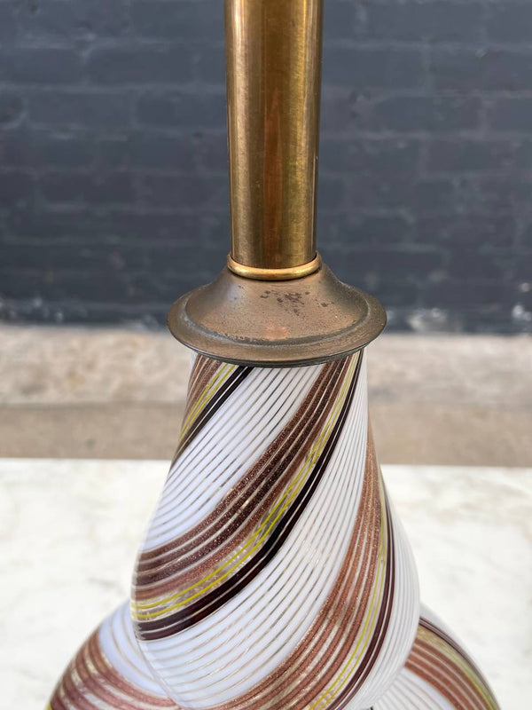 Mid-Century Modern Italian Swirl Murano Glass Table Lamp, c.1960’s