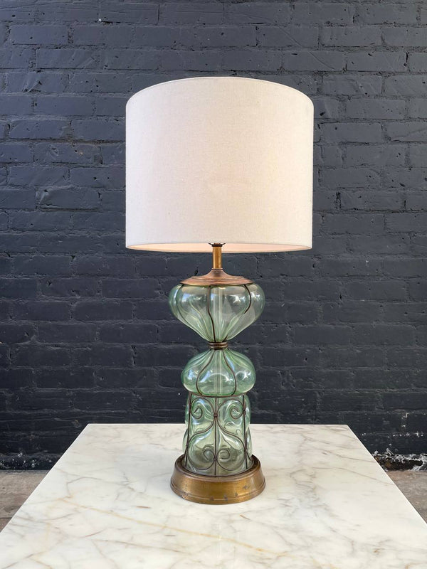 Mid-Century Modern Caged Bubble Murano Glass Table Lamp, c.1960’s
