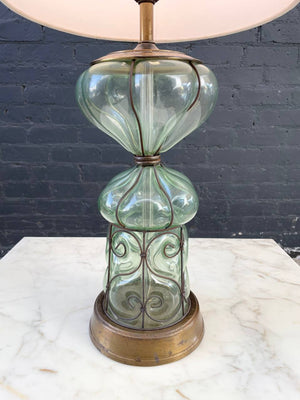 Mid-Century Modern Caged Bubble Murano Glass Table Lamp, c.1960’s