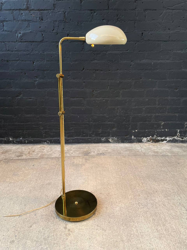 Mid-Century Modern Height Adjustable Porcelain & Brass Swivel Floor Lamp, c.1960’s