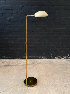 Mid-Century Modern Height Adjustable Porcelain & Brass Swivel Floor Lamp, c.1960’s