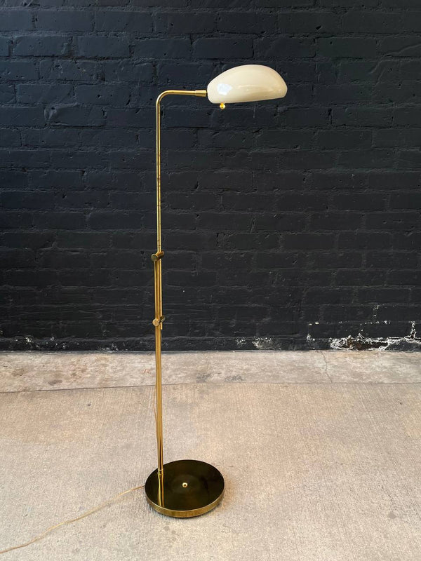 Mid-Century Modern Height Adjustable Porcelain & Brass Swivel Floor Lamp, c.1960’s