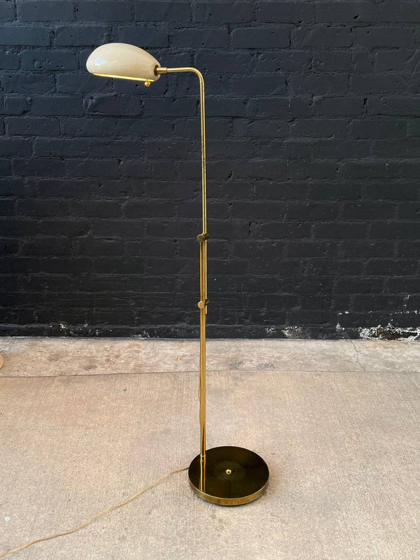 Mid-Century Modern Height Adjustable Porcelain & Brass Swivel Floor Lamp, c.1960’s