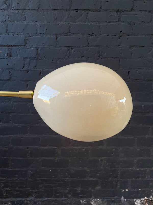 Mid-Century Modern Height Adjustable Porcelain & Brass Swivel Floor Lamp, c.1960’s