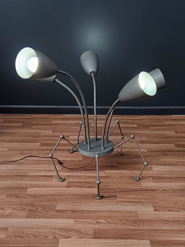 Vintage Post Modern Metal Spider Floor Lamp or Chandelier
