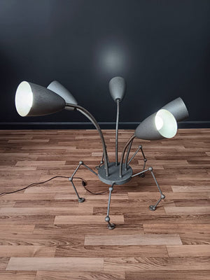 Vintage Post Modern Metal Spider Floor Lamp or Chandelier