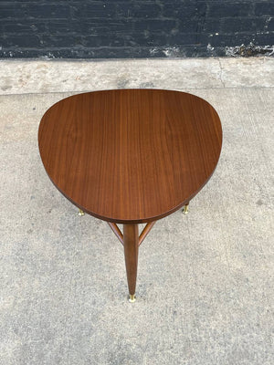Mid-Century Modern Walnut Guitar Pick Style Side Table by Mersman, c.1960’s