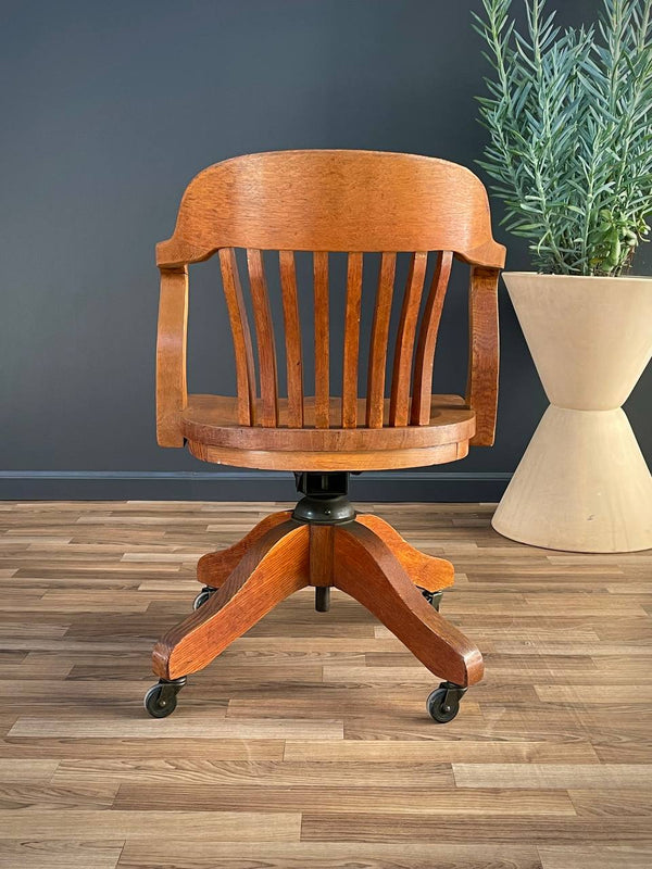 Mid-Century Oak Swivel Office Desk Chair, c.1960’s