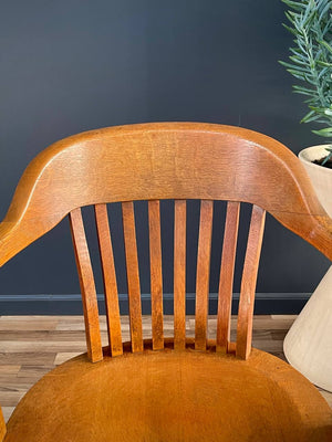 Mid-Century Oak Swivel Office Desk Chair, c.1960’s