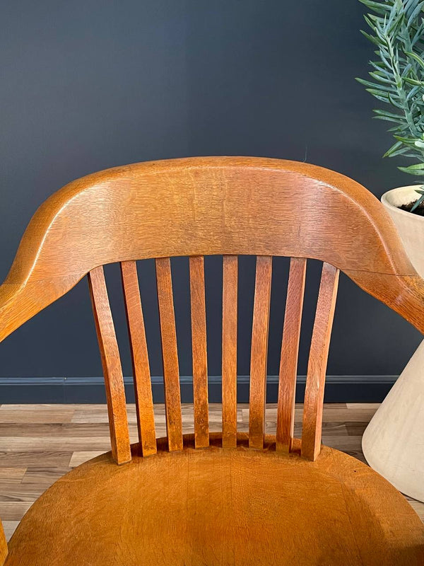 Mid-Century Oak Swivel Office Desk Chair, c.1960’s