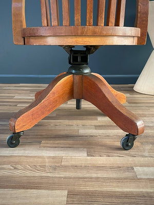 Mid-Century Oak Swivel Office Desk Chair, c.1960’s