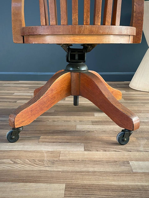 Mid-Century Oak Swivel Office Desk Chair, c.1960’s