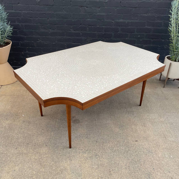 Vintage Mid-Century Modern Sculpted Ceramic & Walnut Dining Table, 1960’s